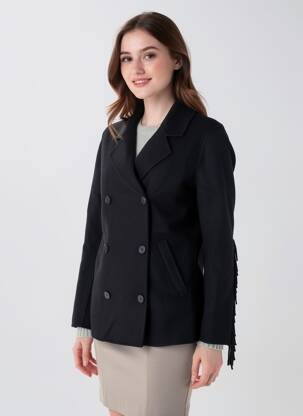 Manteau court fermeture boutonnée sur le devant sans capuche noir BERENICE femme