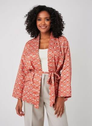 Veste kimono col cache-coeur rouge HOD femme