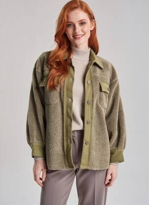 Veste casual coupe droite vert FIVE femme