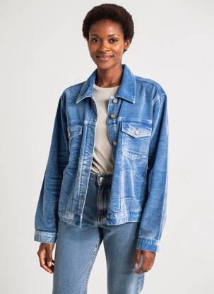 Veste casual poignets boutonnés avec fente bleu HOD femme