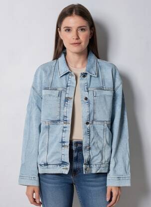 Veste casual poignets boutonnés avec fente bleu ROSEANNA femme