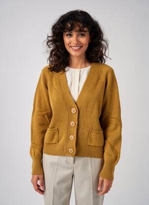 Gilet manches longues coupe cintrée jaune HOD femme