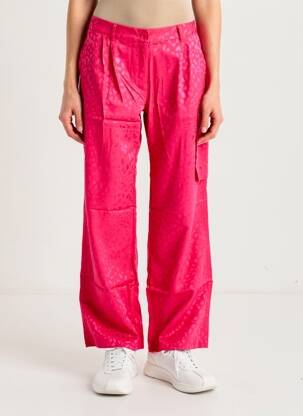 Pantalon large fermeture zippée sous rabat boutonné taille normale rose MODETROTTER femme
