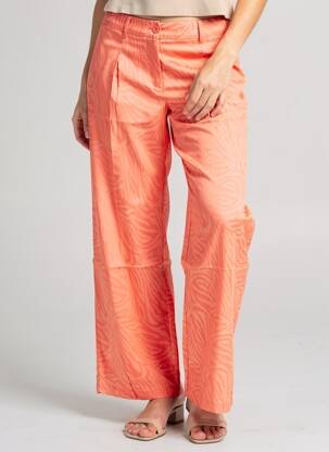 Pantalon large fermeture zippée sous rabat boutonné taille normale orange MODETROTTER femme