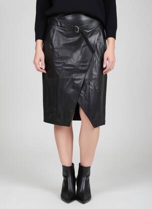 Jupe mi-longue taille normale noir BERENICE femme