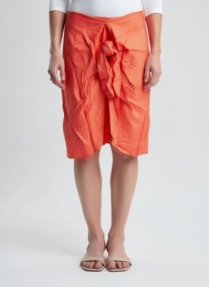 Jupe mi-longue stretch orange MODETROTTER femme