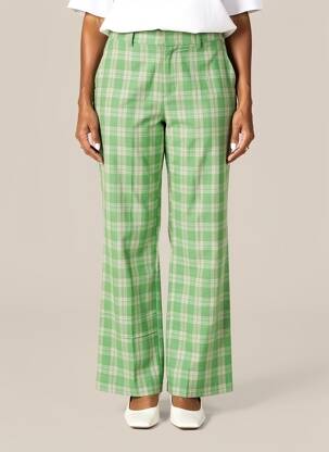 Pantalon droit tissage popeline taille normale vert HOD femme