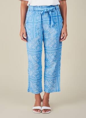 Pantalon 7/8 tissage popeline taille normale bleu HOD femme