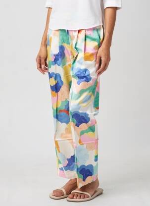 Pantalon droit tissage popeline taille normale bleu HOD femme