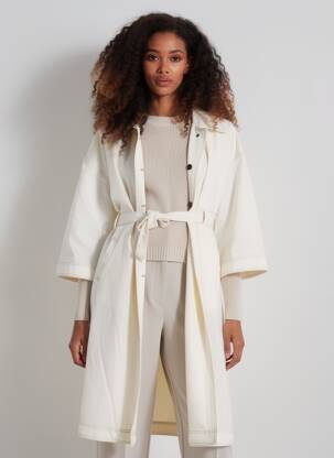 Manteau long coupe cintrée sans capuche beige OOF WEAR femme
