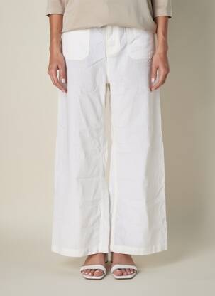 Pantalon large fermeture zippée sous rabat boutonné taille normale blanc FIVE femme