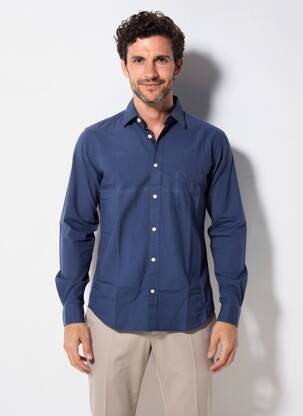 Chemise manches longues poches bleu ARTHUR homme