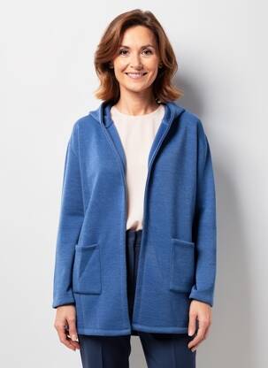Gilet manches longues stretch bleu GEVANA femme