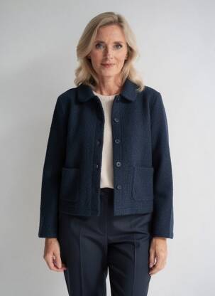 Veste casual coupe droite bleu GEVANA femme