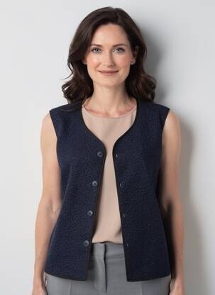 Gilet sans manche coupe droite bleu GEVANA femme