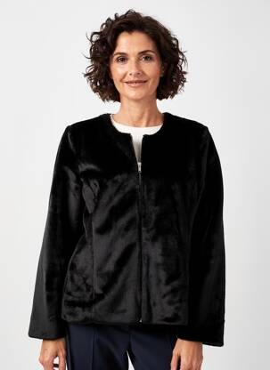 Manteau court coupe droite sans capuche noir GEVANA femme