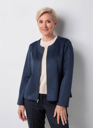 Veste casual tissage suedine bleu GEVANA femme