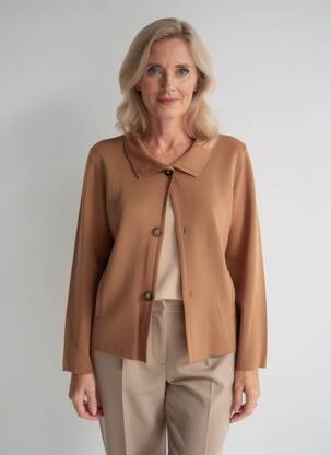 Gilet manches longues fermeture boutonnée sur le devant marron GEVANA femme