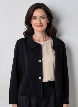 Gilet manches longues fermeture boutonnée sur le devant noir GEVANA femme