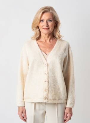 Gilet manches longues fermeture boutonnée sur le devant beige GEVANA femme