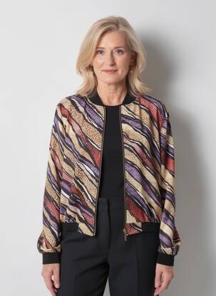 Veste casual col rond noir GEVANA femme