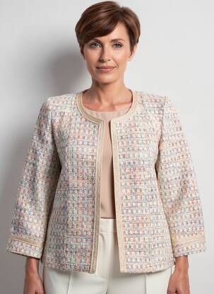 Veste casual col rond blanc GEVANA femme
