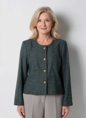 Veste casual col rond vert GEVANA femme