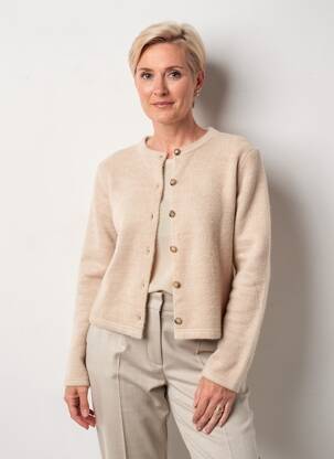 Gilet manches longues col rond beige GEVANA femme