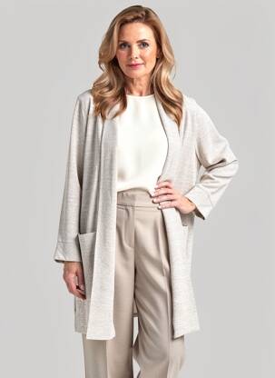 Gilet manches longues col châle gris GEVANA femme