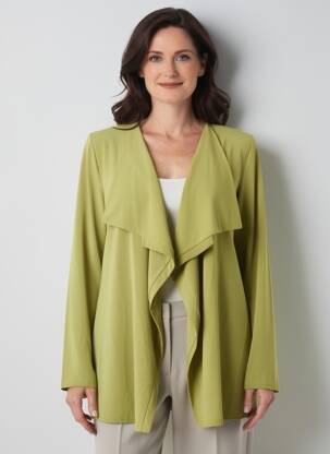 Gilet manches longues col v vert GEVANA femme