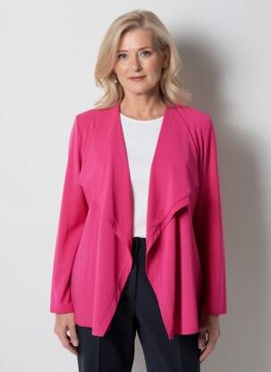 Gilet manches longues col v rose GEVANA femme