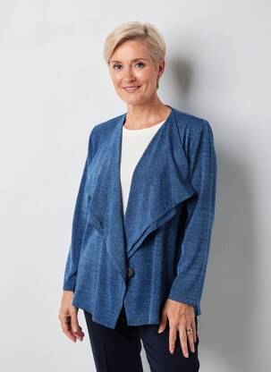 Gilet manches longues stretch bleu GEVANA femme