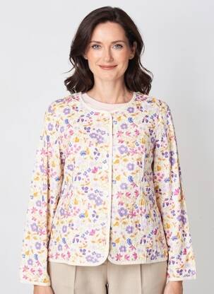 Veste casual col rond beige GEVANA femme