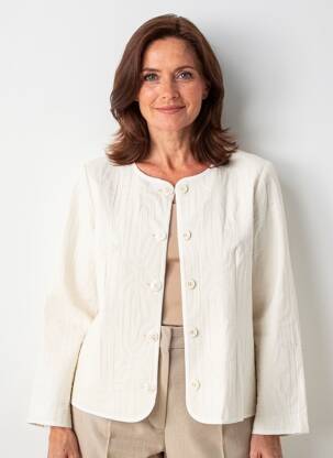Veste casual col rond beige GEVANA femme