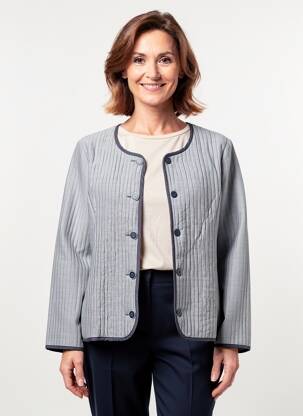 Veste casual col rond bleu GEVANA femme