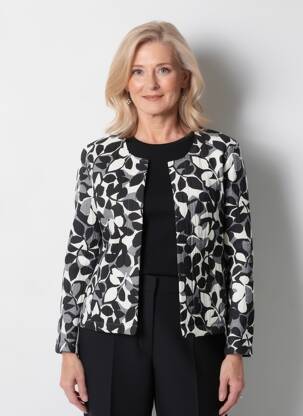 Veste casual col rond noir GEVANA femme