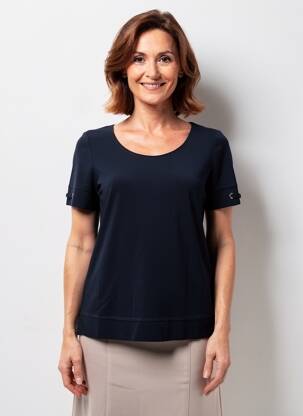 T-shirt stretch manches courtes bleu GEVANA femme