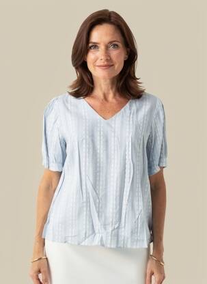 Top stretch manches courtes bleu GEVANA femme