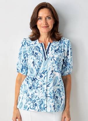Top stretch manches courtes bleu GEVANA femme