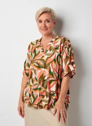 Blouse imprimé fantaisie manches courtes orange GEVANA femme