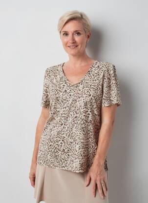 Top stretch manches courtes vert GEVANA femme