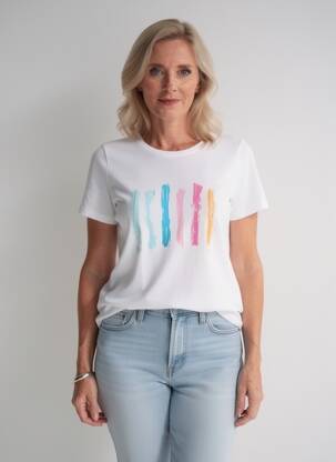 T-shirt sérigraphie manches courtes blanc GEVANA femme