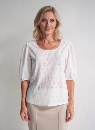 Blouse légère et transparente manches courtes blanc GEVANA femme
