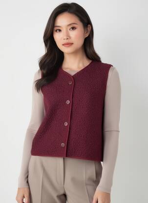 Gilet sans manche coupe droite rouge GEVANA femme