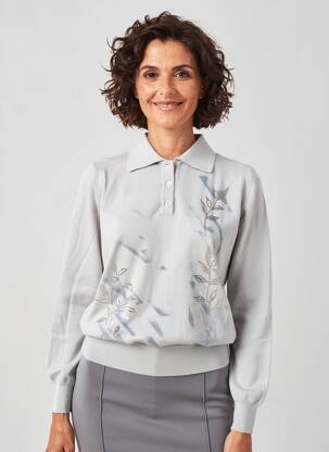 Pull coupe cintrée manches longues gris GEVANA femme