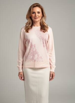 Pull coupe cintrée manches longues rose GEVANA femme