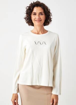 Pull tissage chiné manches longues beige GEVANA femme