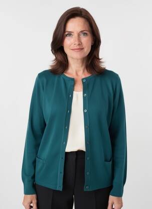 Gilet manches longues col rond vert GEVANA femme