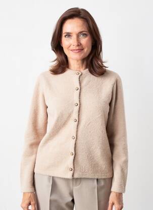 Gilet manches longues col rond beige GEVANA femme