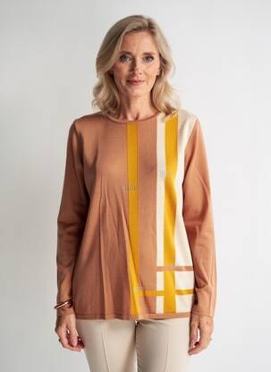 Pull coupe cintrée manches longues orange GEVANA femme